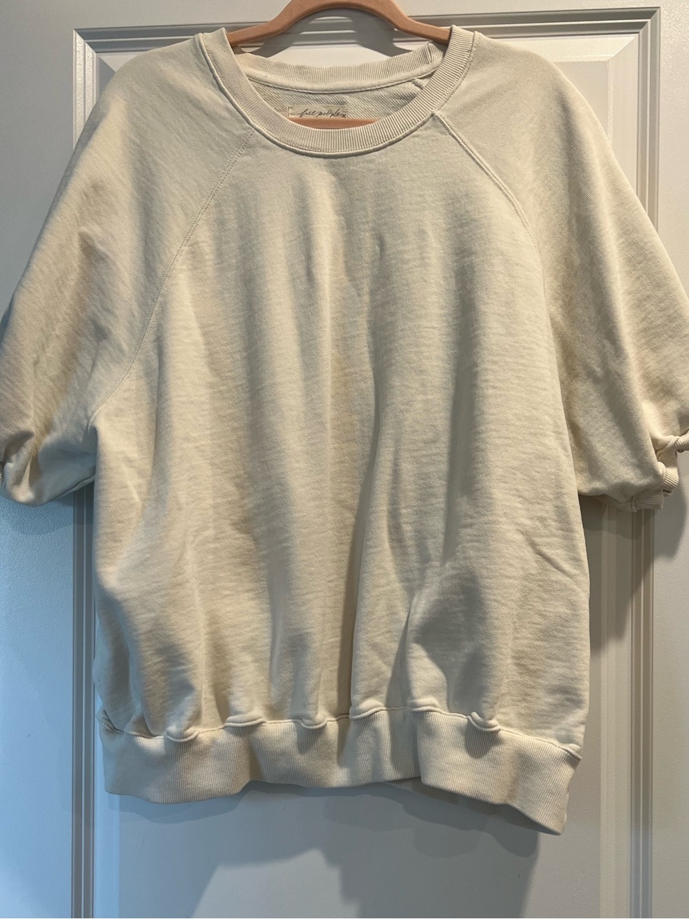 Free People Cream Short-Sleeve Pullover Sweatshirt